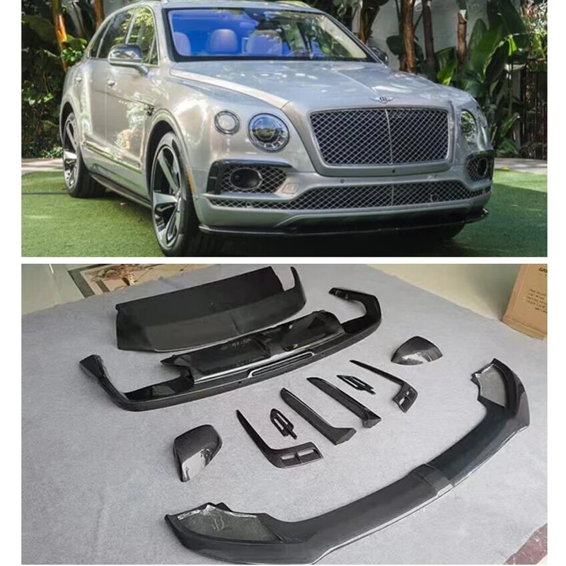 High Quality REAL Carbon Fiber For Bentley Bentayga W12 Front Lip Rear Diffuser Bumper Spoiler Fog Lamp Air Outlet Mirror Cover