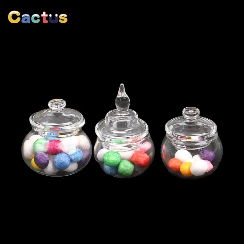 1:12 Dollhouse Miniature Mini Glass Bottle Cork Cover Tiny Jar Vials Model Doll House Decoration Accessories Kids Play Toy
