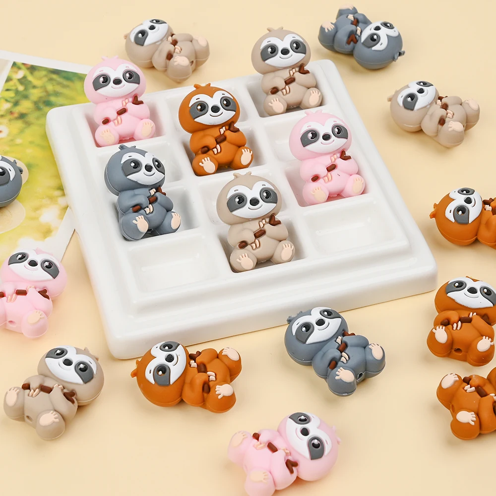 4 قطعة الغذاء الصف الحيوان سيليكون الخرز DIY بها بنفسك الطفل هوة سلسلة سوار لعبة مضغة صنع خرز سيليكون ملون