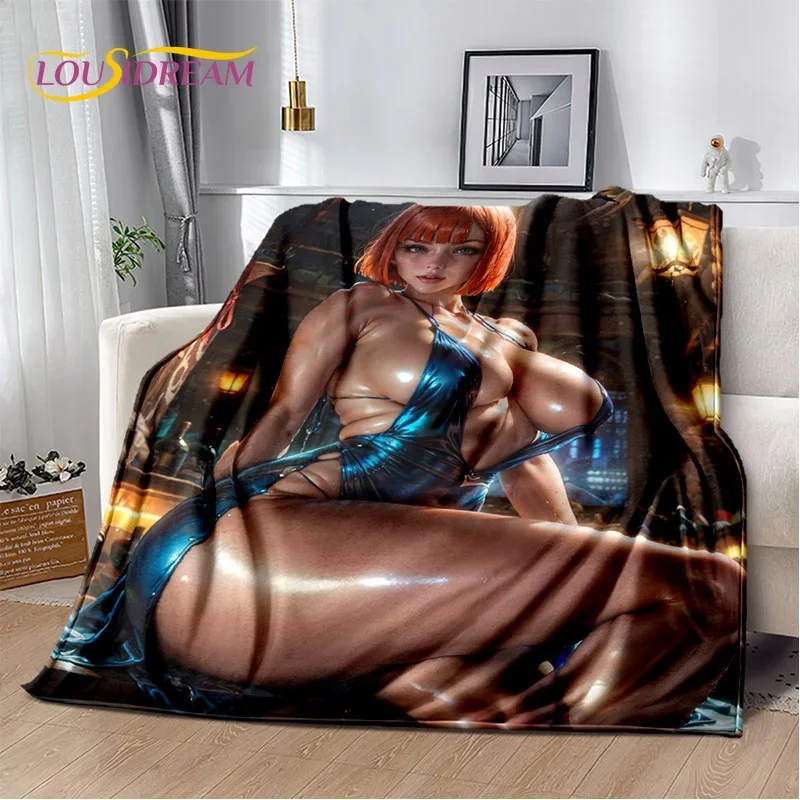 Sexy Lace Beauty Girl Lady Cartoon Anime Character Blanket,Soft Throw Blanket for Home Bedroom Bed Sofa Picnic Office Cover Gift