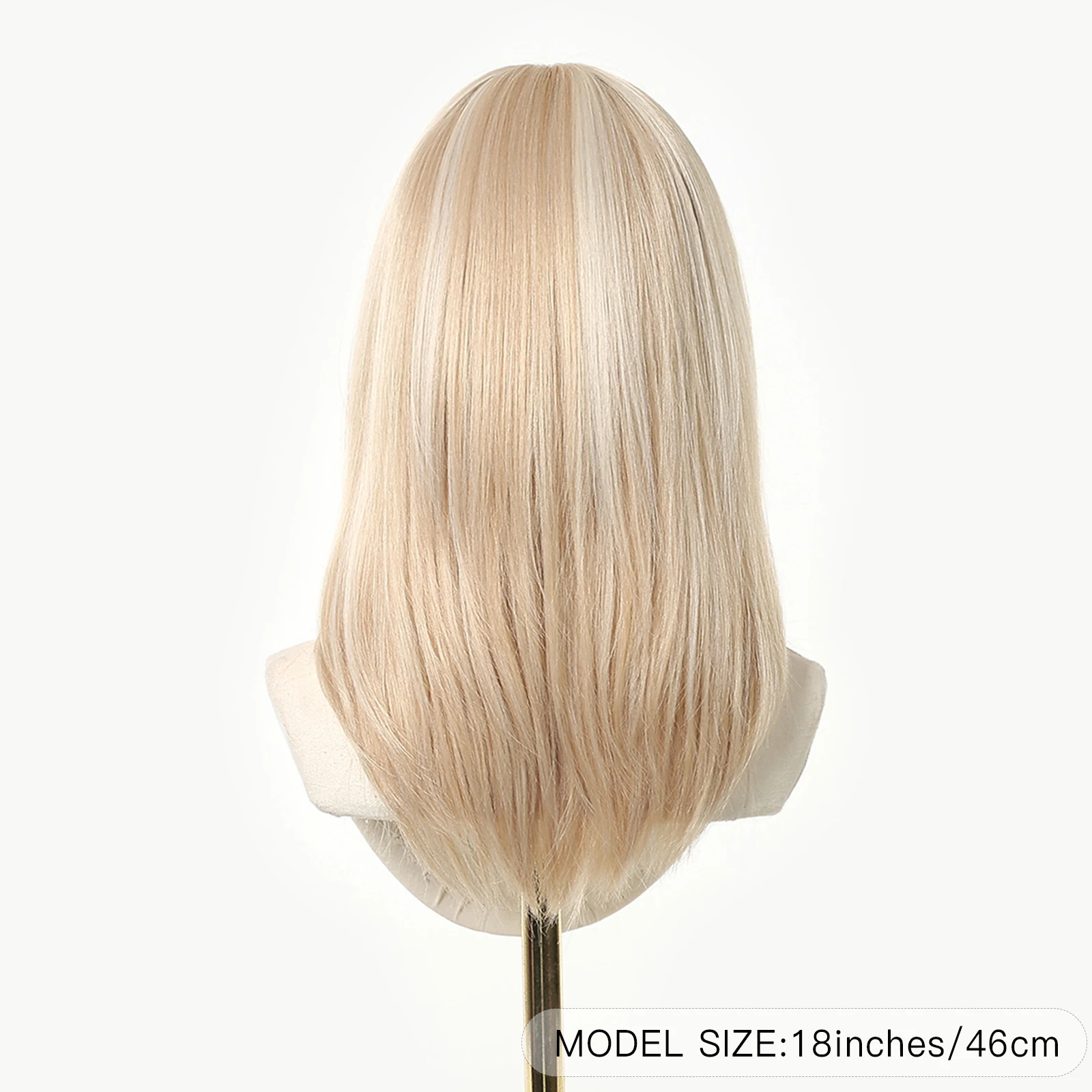 EASIHAIR Medium Length Blonde Straight Synthetic Wigs For Women Natural Blonde Hair Wigs With Bangs Daily Cosplay Heat Resistant image 5