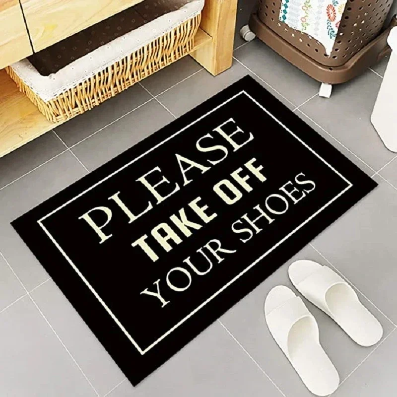 Please Take Off Your Shoes Doormat Luxury Home Decorations Indoor Entrance Mats Rugs Non Slip Flannel Front Door Welcome Mat