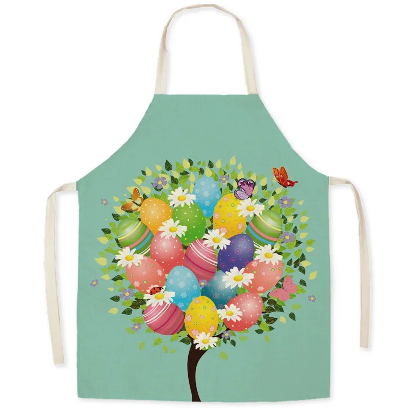 Easter Bunny Print Apron Kitchen Aprons for Women Cotton Linens Household Cleaning Bib Cafe Baking Accessories Gadgets for Women