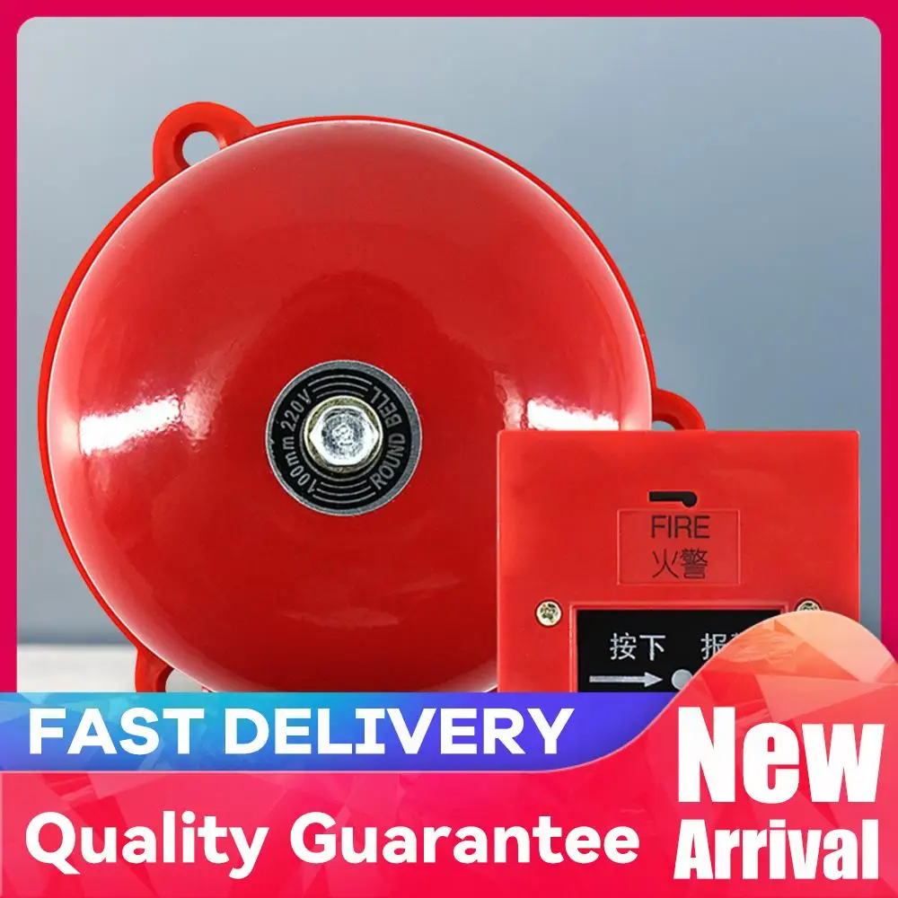 

4 Inch Manual Call Point Fire Alarm AC 220V Pull Station Internal Strike Type Electric Bell 100db Internal Strike Alarm Bell
