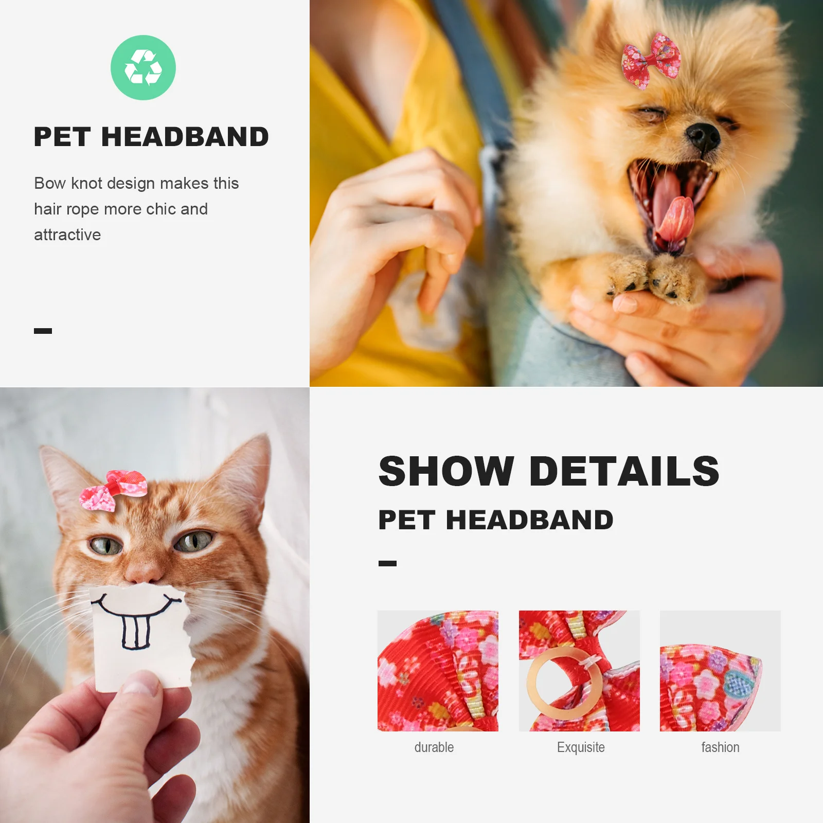 

Adorable Pet Bows Elastic Bands for Dogs Cats Durable Soft Bowknot Puppy Hair Decoration Accessories DIY Topknot
