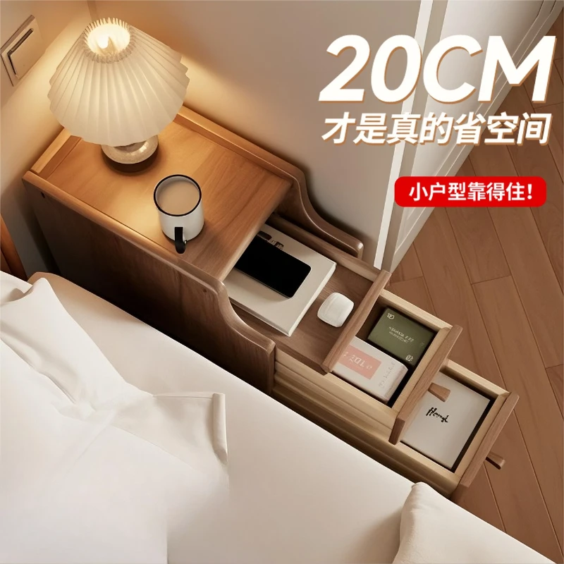 

Прикроватная тумбочка из цельного дерева, щелевая стойка для хранения, маленькая мини-полнительная стойка, простая современная спальня