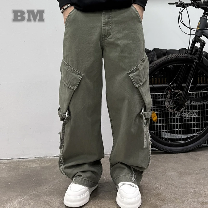 

‌Mens Vintage Cargo Pants Loose Fit Straight Leg High Quality Cotton Work Pants Retro Heavy Duty Casual Streetwear Long Pants