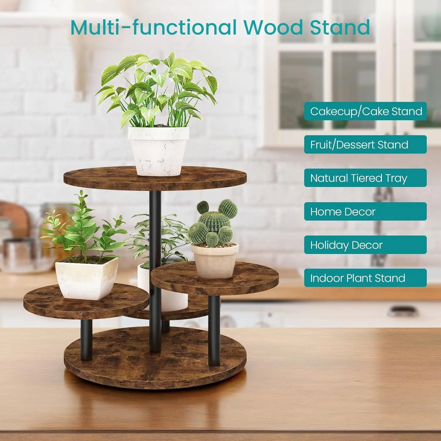 Rotatable Multi-Tier Wooden Cake Stand Creative Dessert Display Rack Home Party Pastry Storage Serving Tray