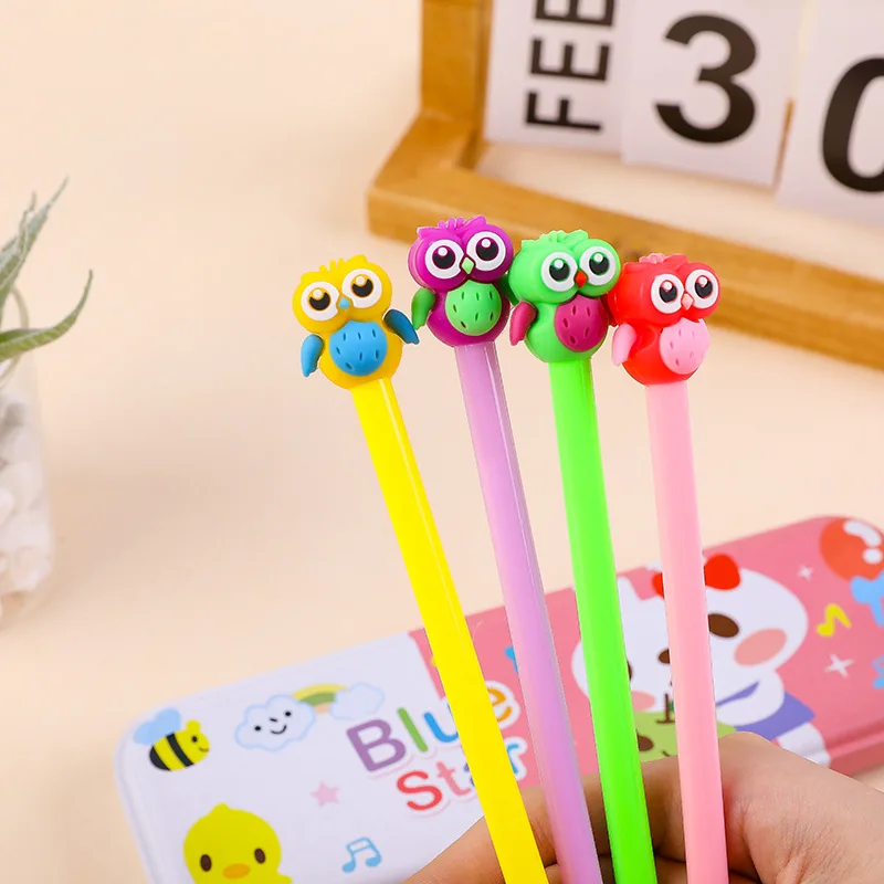 Wholesale Creative Cute Color Owl Stereo Gel Pen Black Water Pen Student Writing Tools Stationery Store Wholesale