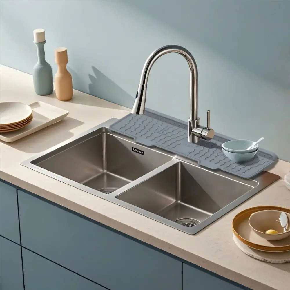 Non-Slip Silicone Faucet Mat S/M/L Rectangular Sink Draining Pad Waterproof Flexible Sink Splash Guard Kitchen Sink