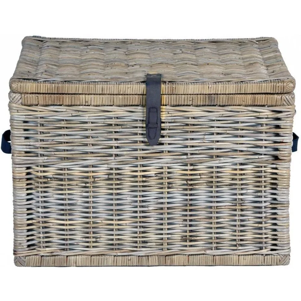 Deep Wicker Storage Trunk, Large, 24 in L x 17 in W x 17.5 in H, Serene Grey