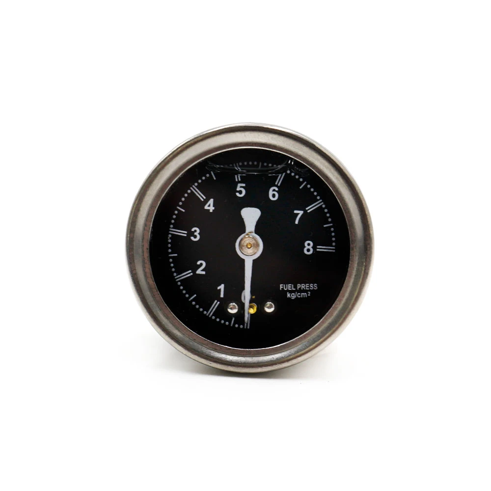 

Car Fuel Press Pressure Gauge Universal 1/8 NPT Liquid Filled Black Face Regulator 0-8 kg/cm²