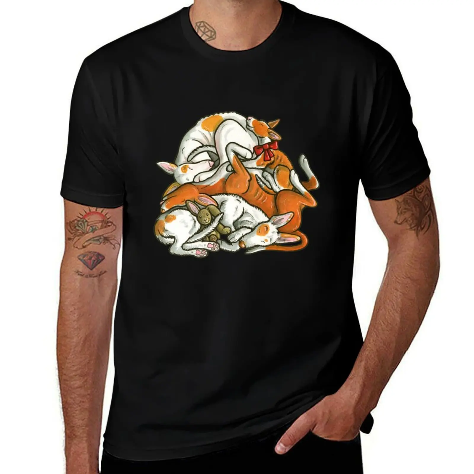 Sleeping pile of Ibizan Hound dogs T-Shirt Fashion Letter Print T-Shirt