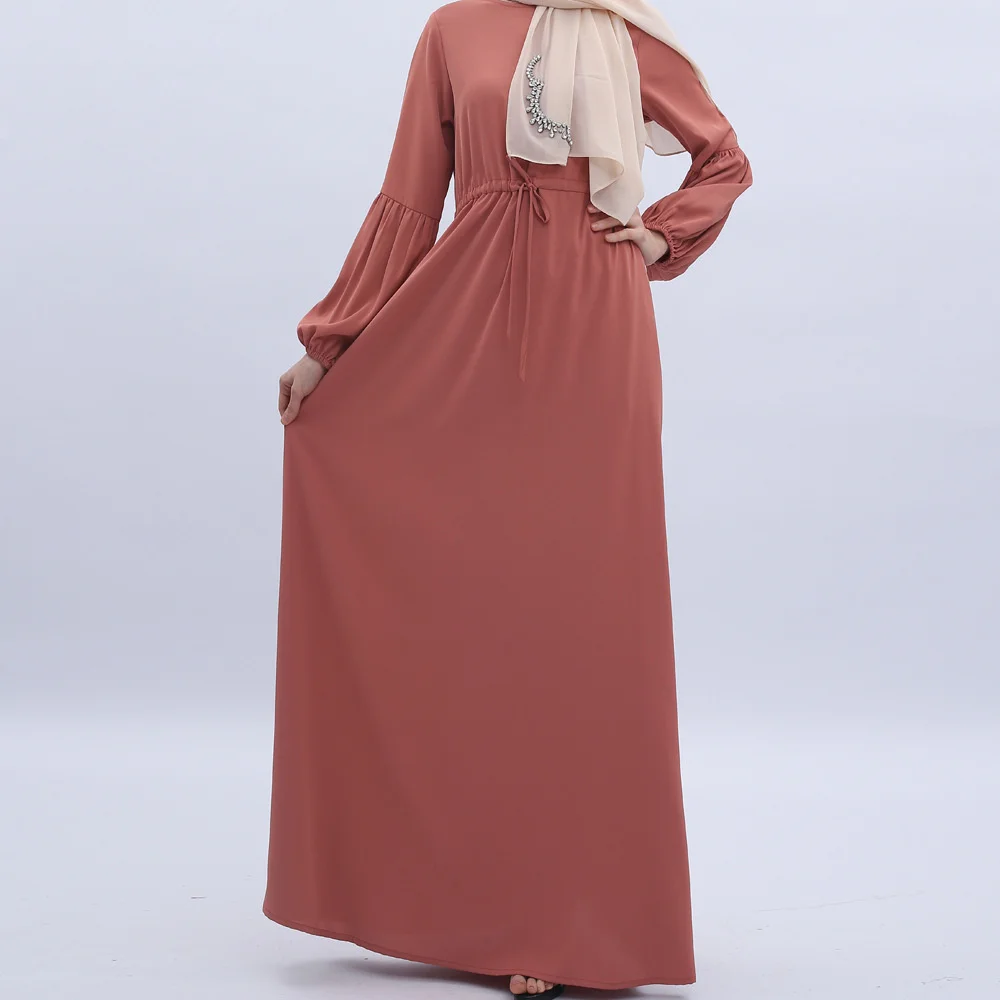 Vestidos lisos musulmanes modestos caftán marroquí mujer Dubai Kaftan de lujo Eid Ramadán Rosa árabe islámico Abaya bata femme musulmane