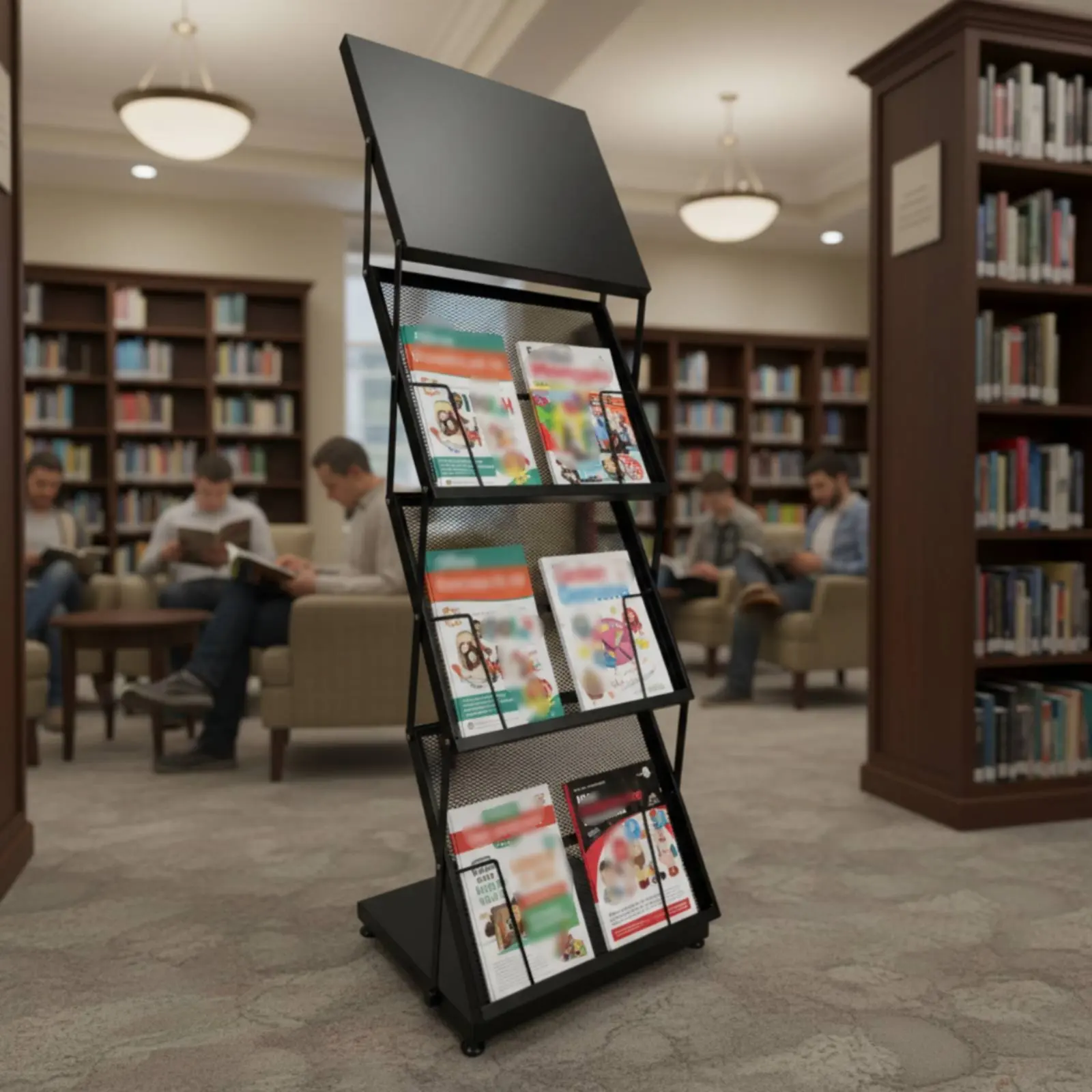 portable-literature-display-stand-easy-setup-foldable-brochure-rack-metal-periodical-display-rack-lightweight