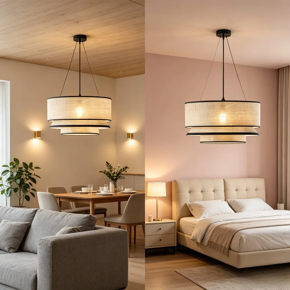 Nordic Fabric Ceiling Pendant Lamps Living Room Restaurant Modern Bedroom Chandelier Home Decor Lustre Hanging Lights Luminaire