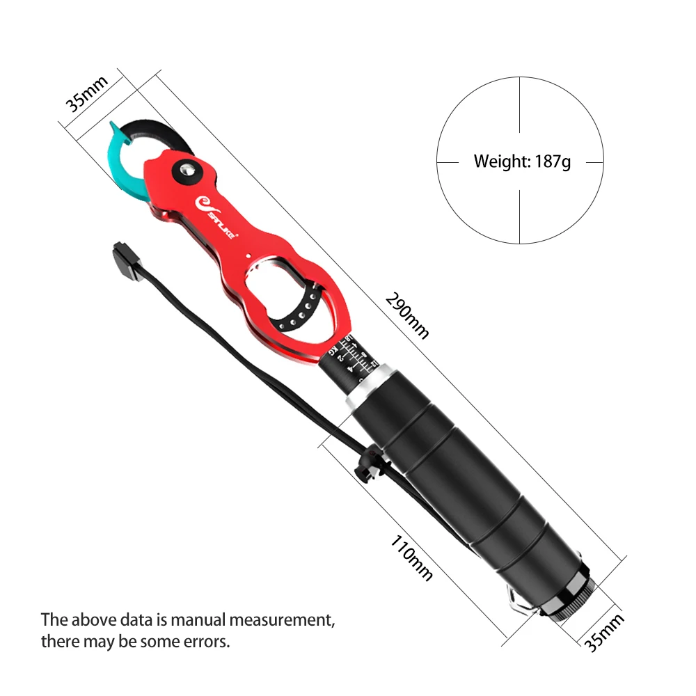 SANLIKE Aluminium Fish Lip Grip Max Weigh 40LB/18KG Multifunctional EVA Handle Lanyard with Weighing Scale Fishing Grip Tool