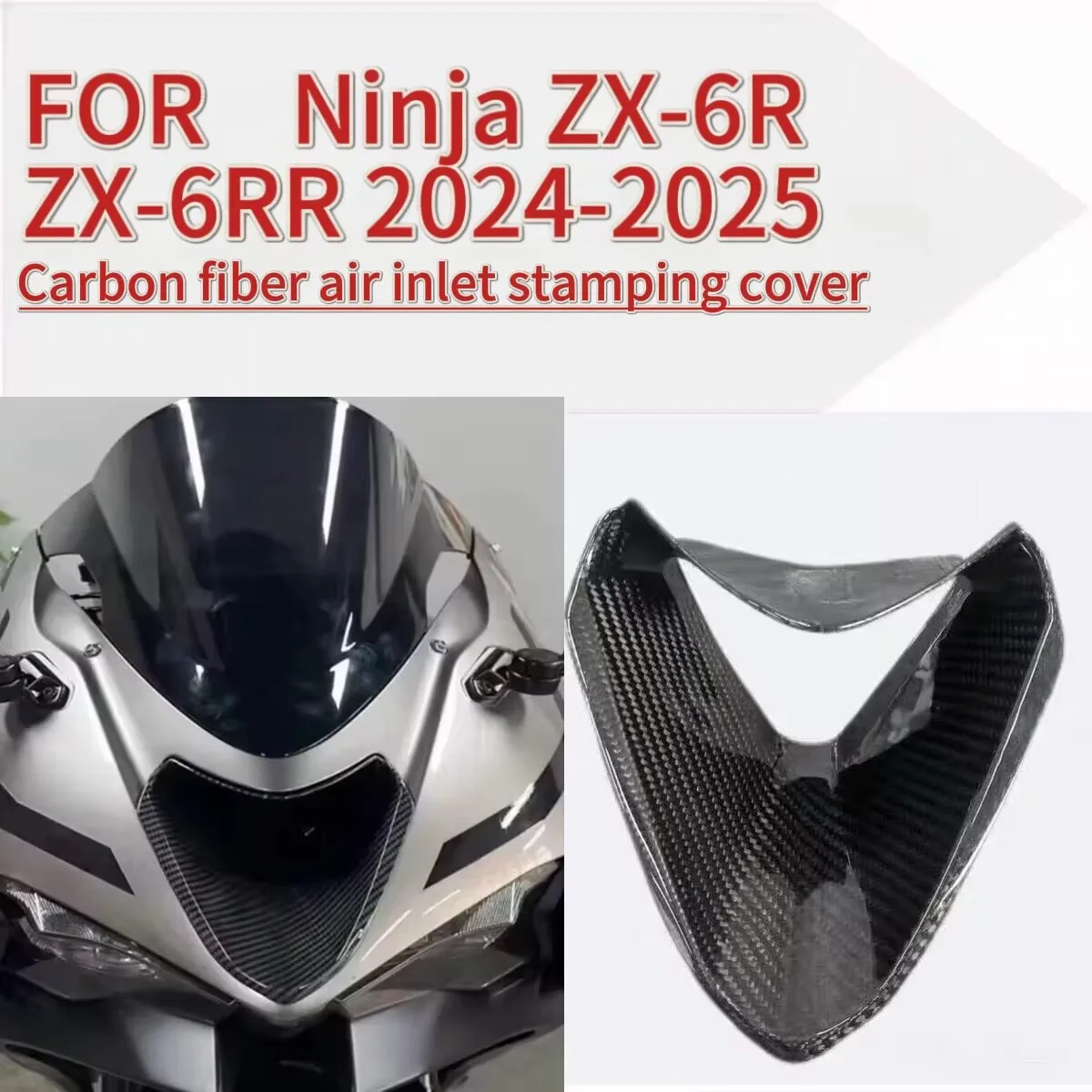 Motorcycle Carbon Fiber Front Fairing Air Inlet Cover, Compatible withFOR Kawasa Ninja ZX-6R ZX-6RR (2024-2025), Mod Accessories