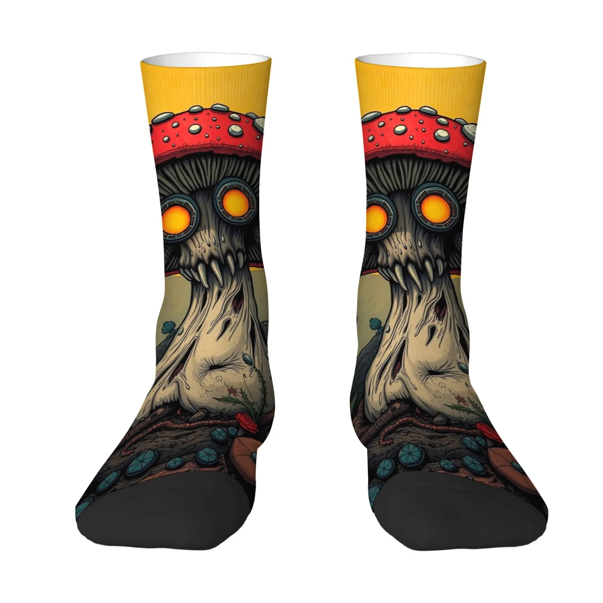 

Crazy Mushroom Print Men Socks Funny Novelty & Stylish Mid Tube Socks for All Season Soft Warm Breathable Comfortable Ideal Gift