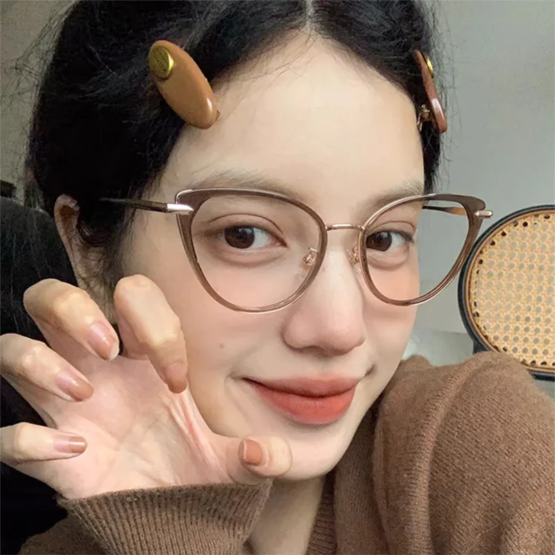 

Vintage Cat Eye Glasses Women Petite Frame Blue Light Blocking Cross Border Chic Non Prescription High Quality Retro Eyewear