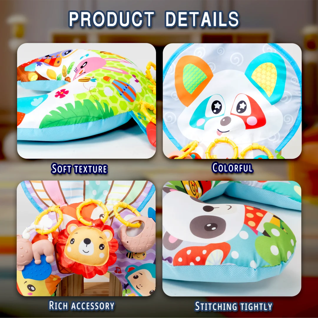 Toddler Crawling Toy - Tummy Support Pillow - Baby Crawling Mat - Multifunctional Baby Crawling Mat with Rattle Toy