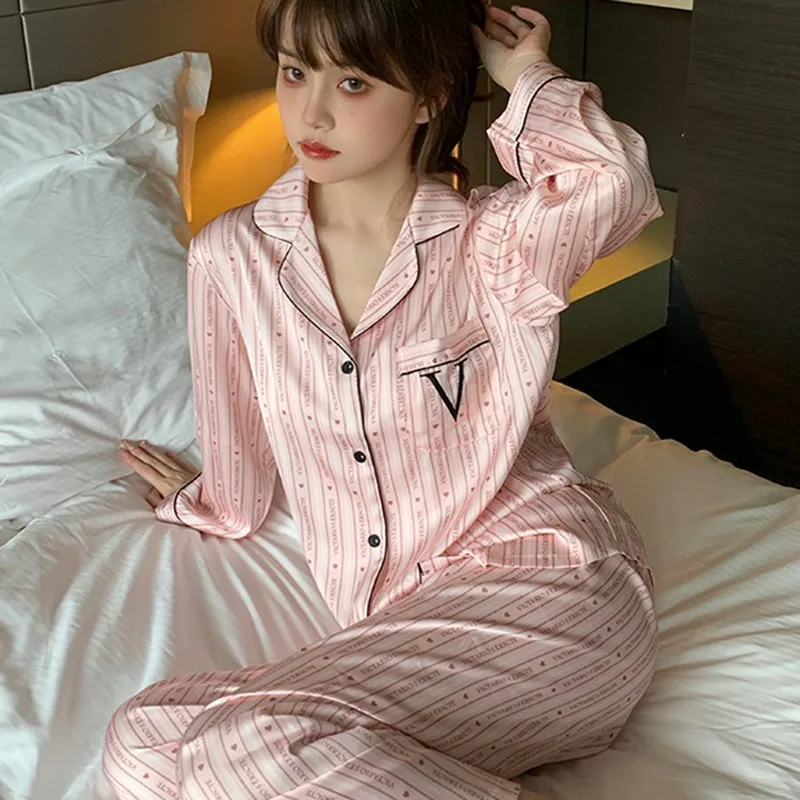 2024 New Niche Light Luxury Grade Vito Secret Pajamas Women\'s Ice Silk Spring and Autumn Silk Ice Silk Home Clothes