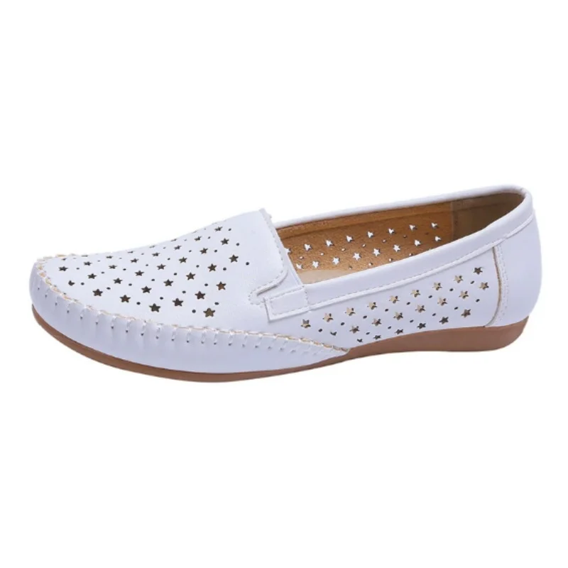 أحذية بيضاء عصرية ومريحة ذات قاع مسطح ومضادة للانزلاق أحذية عمل صيفية جديدة أنيقة وناعمة للتمريض للنساء #5