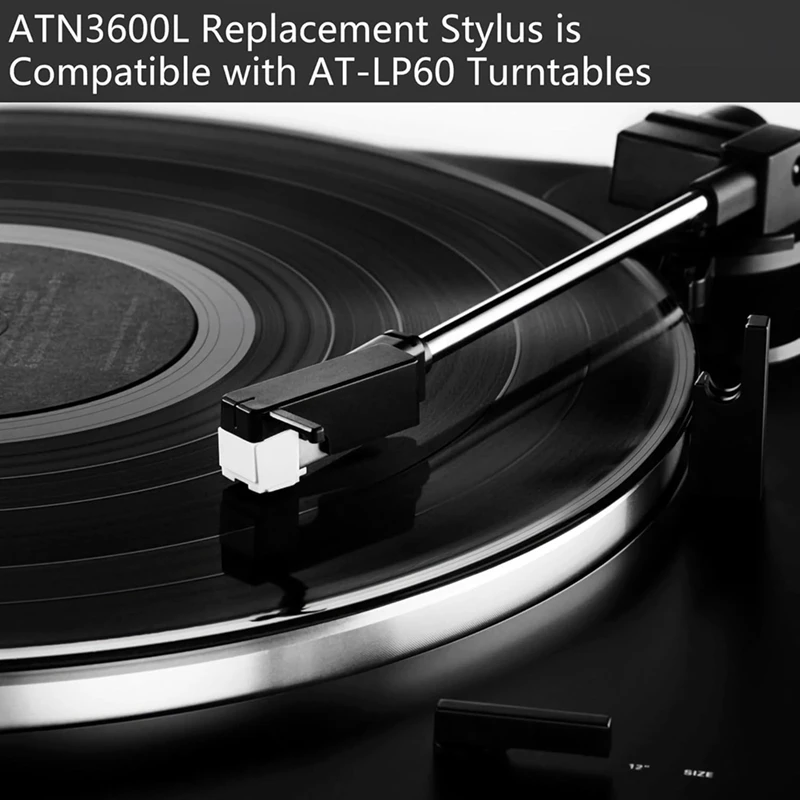 ATN3600L 오디오 테크니카 AT-LP60 AT-LP60USB 턴테이블 스타일러스(커버-A78P 포함)용 원추형 레코드 플레이어 바늘 교체