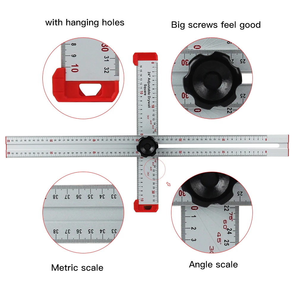 Rongpro T Type Metric Scribe Multi Tool Woodworking Ruler Measurement Drawing Tool Multi Angle Aluminum Profile For Tile DIY