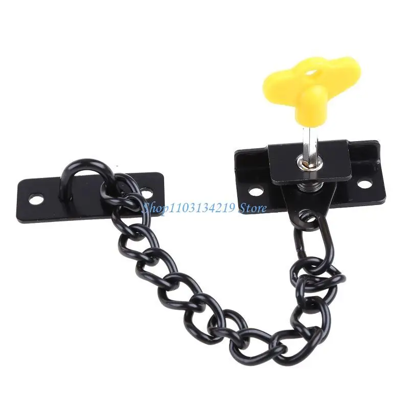 N5KC Stainless Steel Window Chain Lock Guard Door Restrictor with for Key for Windows