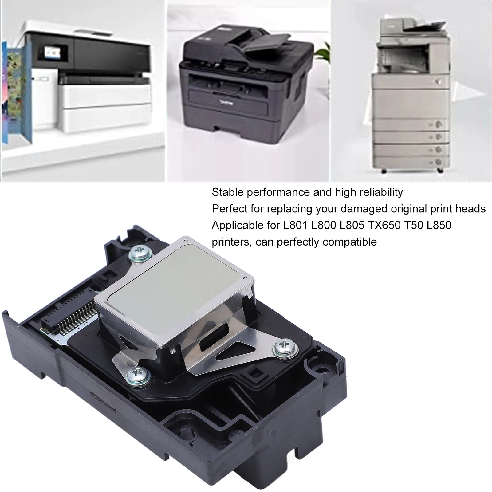 Print Head Fast Accurate Clear Smoothly Printing Printhead Replacement for L801 L800 L805 TX650 T50 L850 Printer L801 Print Head image 4