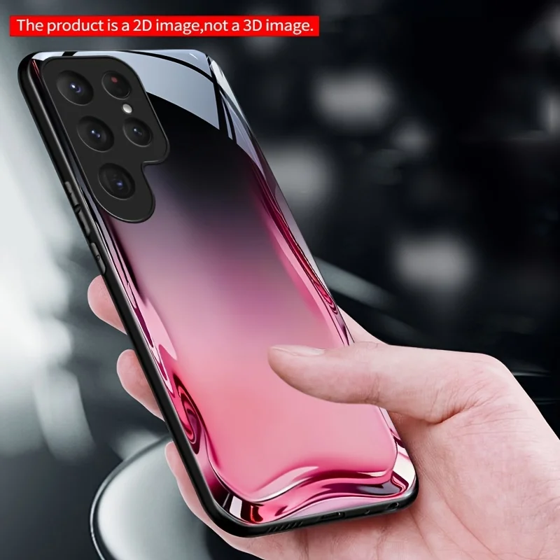 Pink black gradient pattern glass phone case suitable for Samsung Galaxy S26 S25 S24 S23 S22 S21 S20 FE/Ultra/Plus anti drop