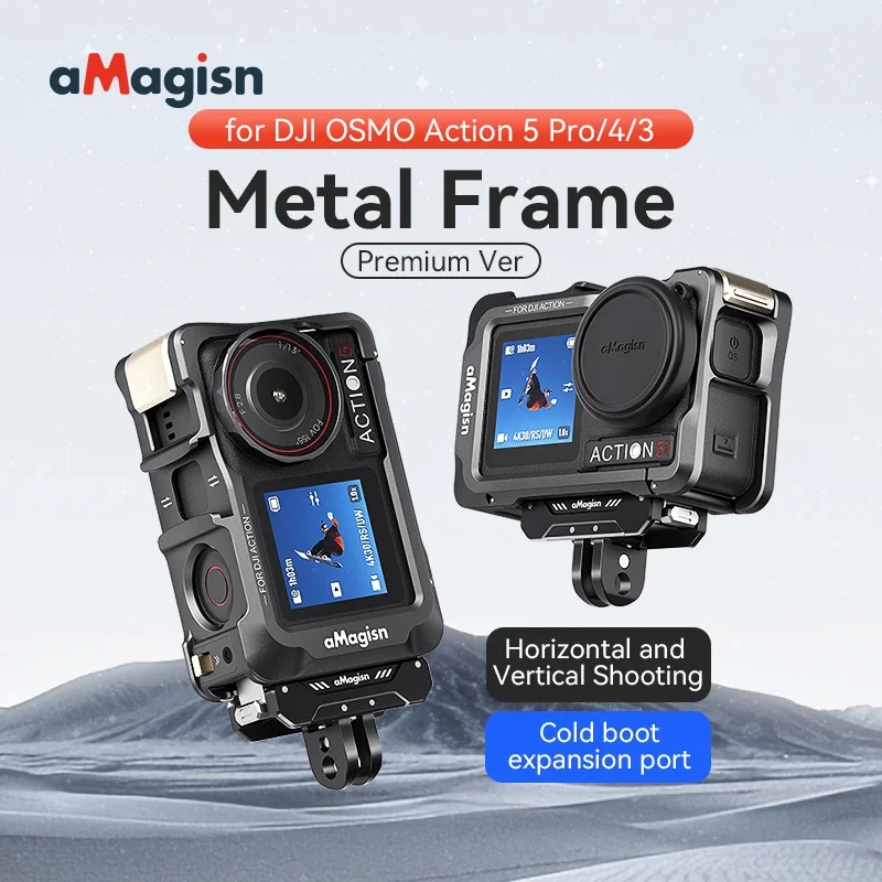 For DJI Action5Pro/4/3 Metal Case Premium Horizontal and Vertical Shooting Protective Frame