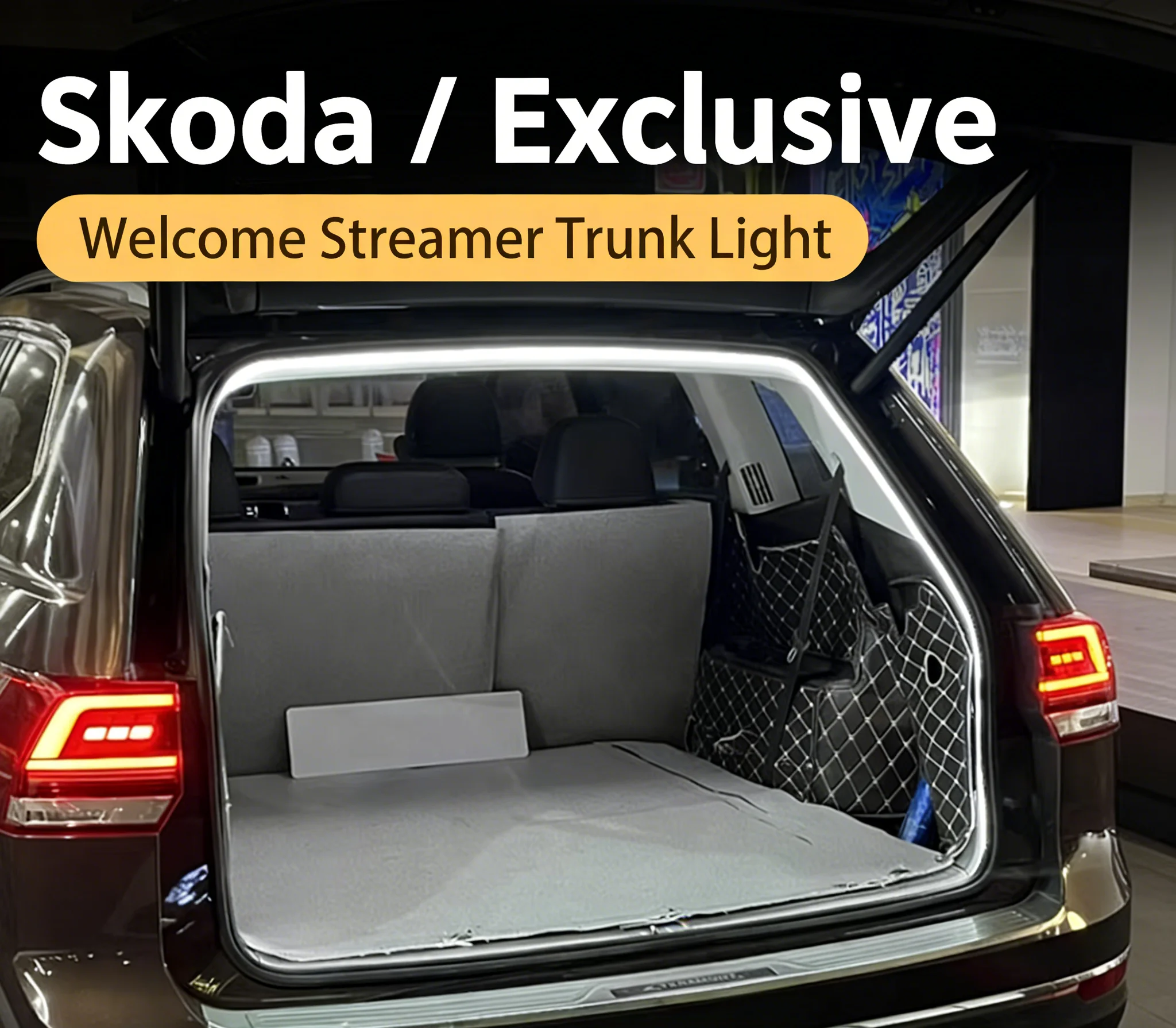 

For Skoda Octavia Superb Kodiaq Karoq Kamiq Fabia etc. Rear Trunk LED Light Bar White Warm White Car Modified Atmosphere Lamp