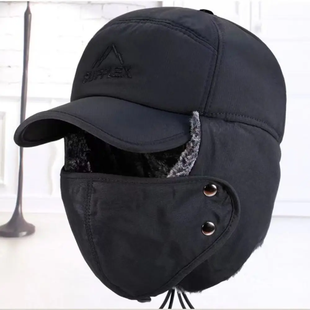 Chapeaux d'hiver coupe-vent avec masque à oreillettes pour hommes et femmes, bonnet de ski chaud, bonnet de neige, protection des oreilles, bombardier en coton, haute qualité