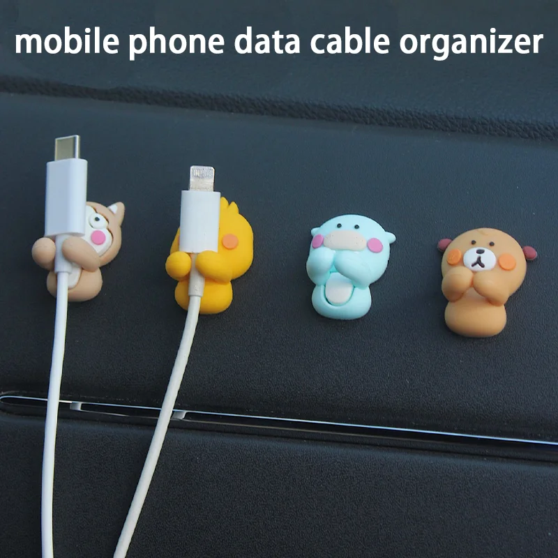 2Pcs Creative Cartoon Strong Backing Adhesive Mobile Phone Data Organizer Charging Headphone Cable Fixer Card Wire Finisher image 2