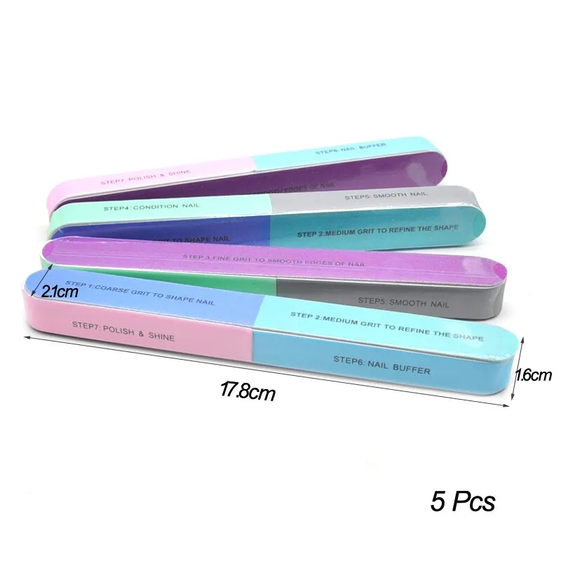 7 Sides Nail Buffers Files Professional Polisher For Nail Art Manicure Polishing Block Buffing Accessories Cream Tools