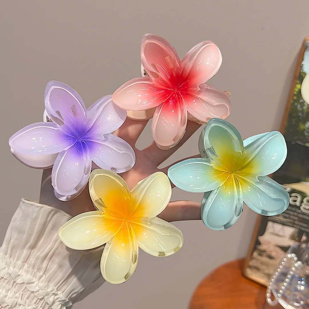 Five-petal flower Summer Super Fairy Vacation style frangeria Grab clip Shark Clip Acrylic flower hair grab hair accessories bac