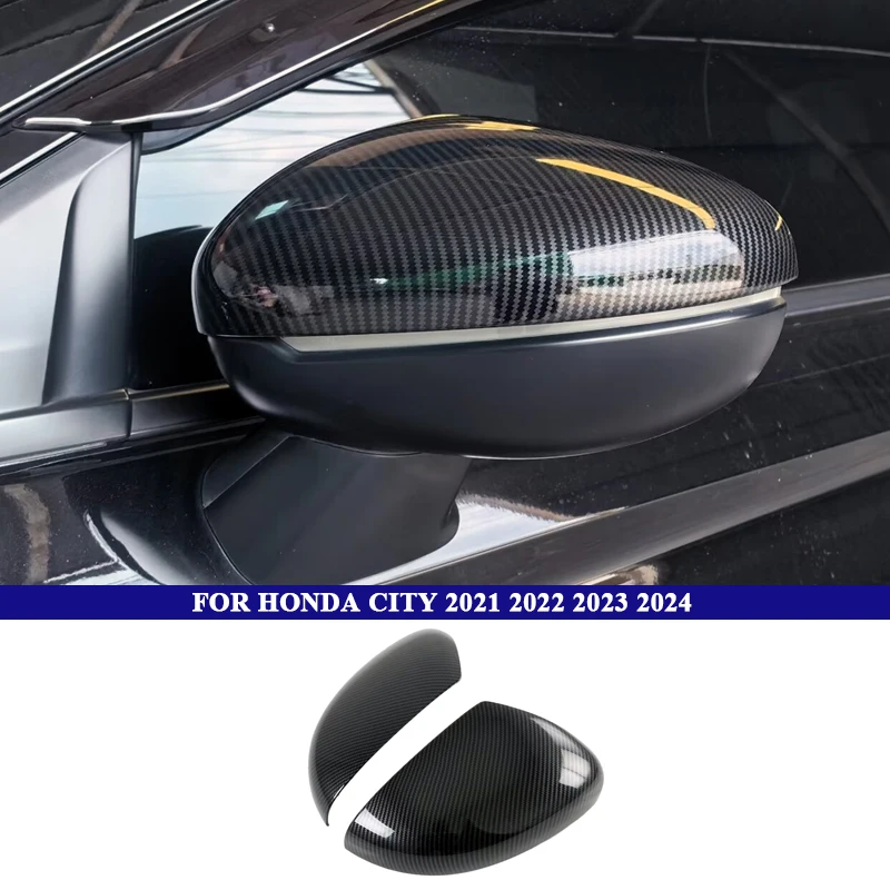 

For Honda City 2022 2023 Car Rearview Side Mirror Cover Sticker Wing CapFor Honda City Exterior Door Case Trim Carbon Fiber ABS