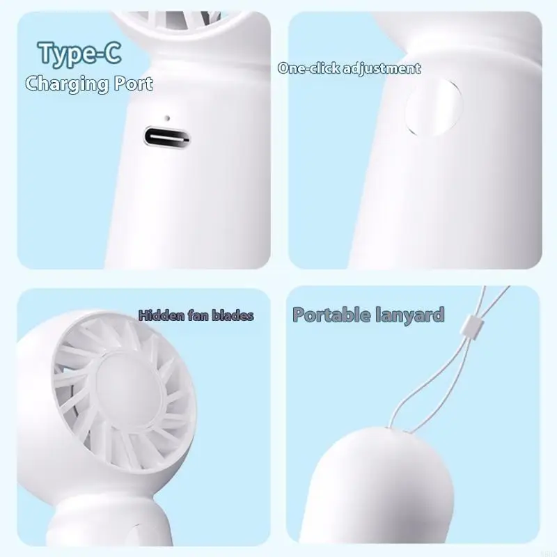 

Quiet Rechargeable Handheld Fan Portable Cooling Device with 4 Adjustable Speeds Plastic Texture Suitable for Adults N58D