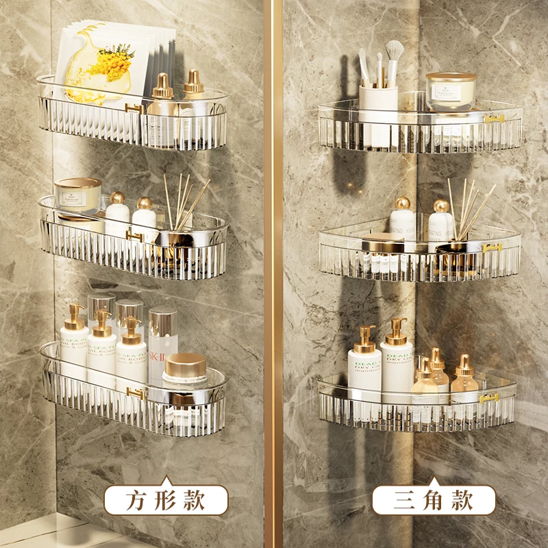 Storage rack, triangular wall hanging, non perforated bathroom rack, corner storage box bathroom organizer  bathroom accessories