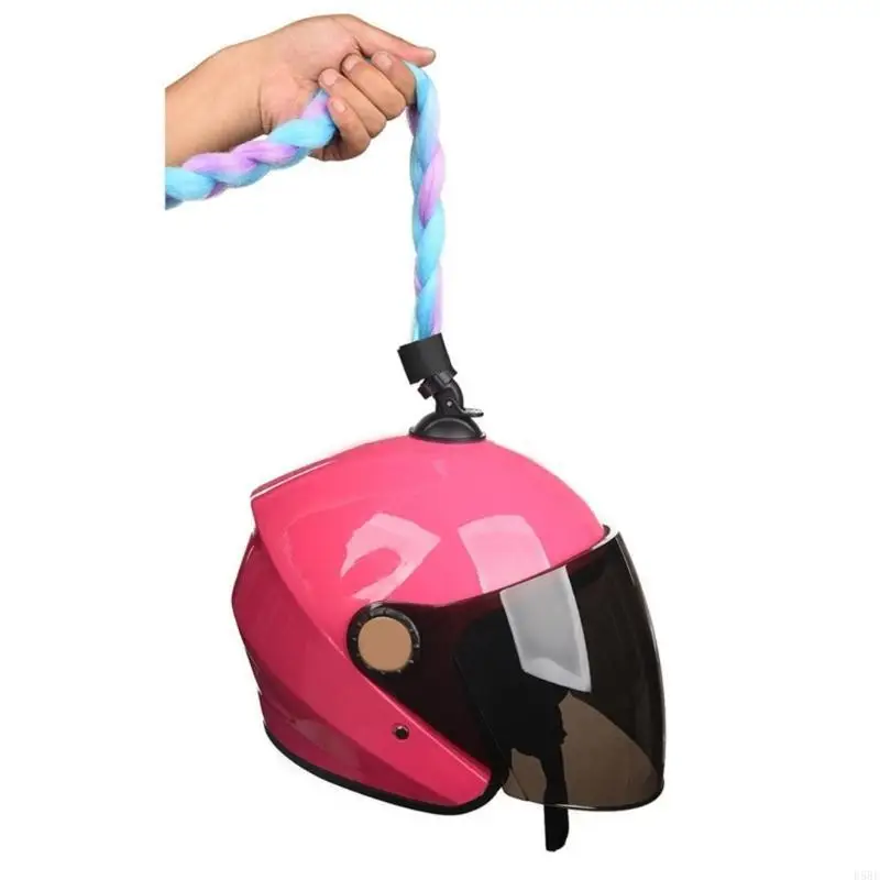 

D5BE Braids Helmet Pigtails Helmet Ponytails for Motorcycle- Bikes Ski Decoration-