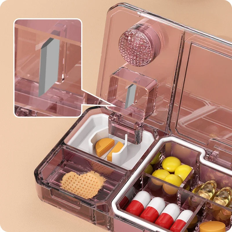 3-in-1 multifunctional Pill Box Organizer Pill Cutter With Invisible Storage Box Portable Medicine Organizer Crusher