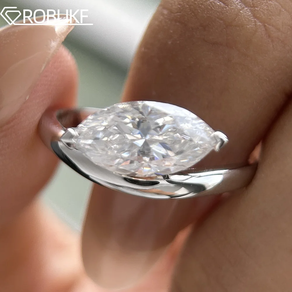 

2CT East-West Marquise Cut Moissanite Diamond Engagement Rings for Women 925 Sterling Silver Bypass Wedding Band Bridal Gifts