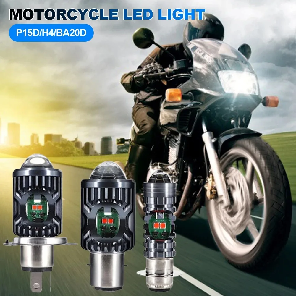 1PCS H4 BA20D P15D Led Lens Motorcycle Headlights 12V CSP Lights For Motorcycle High/Low Beam Led Spotlight Strobe Led Fog Lamp