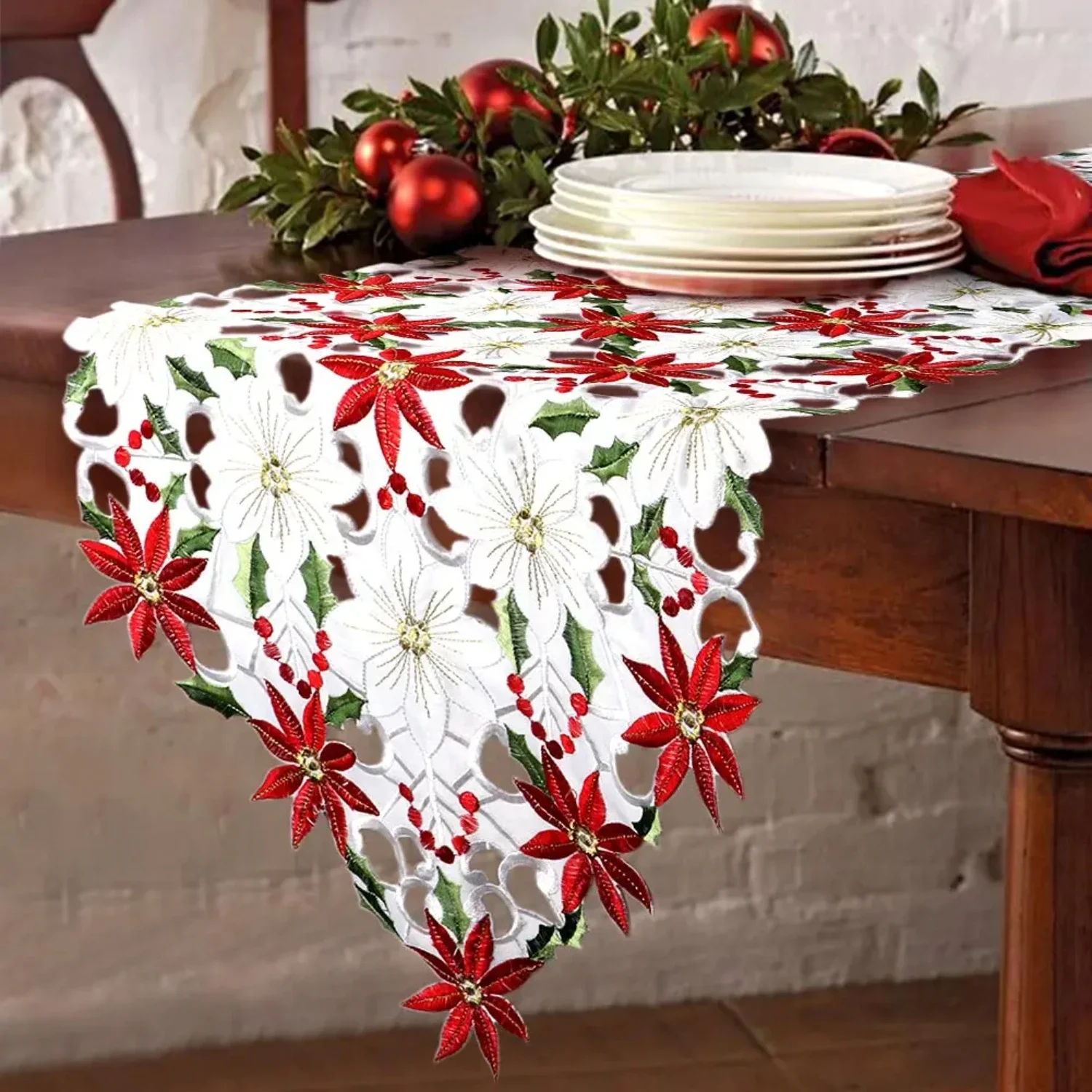 

eason. This luxurious, high-quality table runner will add a touch of elegance to your holiday gatherings, impressing guests with