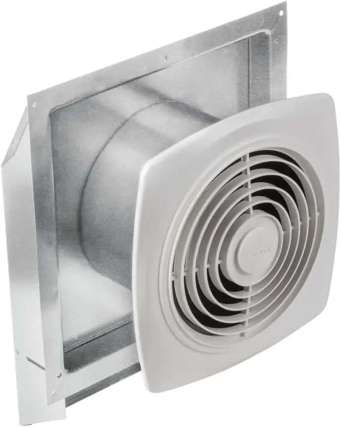 

White Through-the-Wall Ventilation Fan with 200 CFM Airflow, Low Noise at 8.5 Sones, 8 Inch Diameter, Energy-Efficient Design
