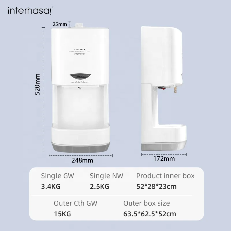 Macchina erogatrice per spruzzatore con dispenser di disinfettante per le mani a parete con sensore automatico Touchless per spazi pubblici