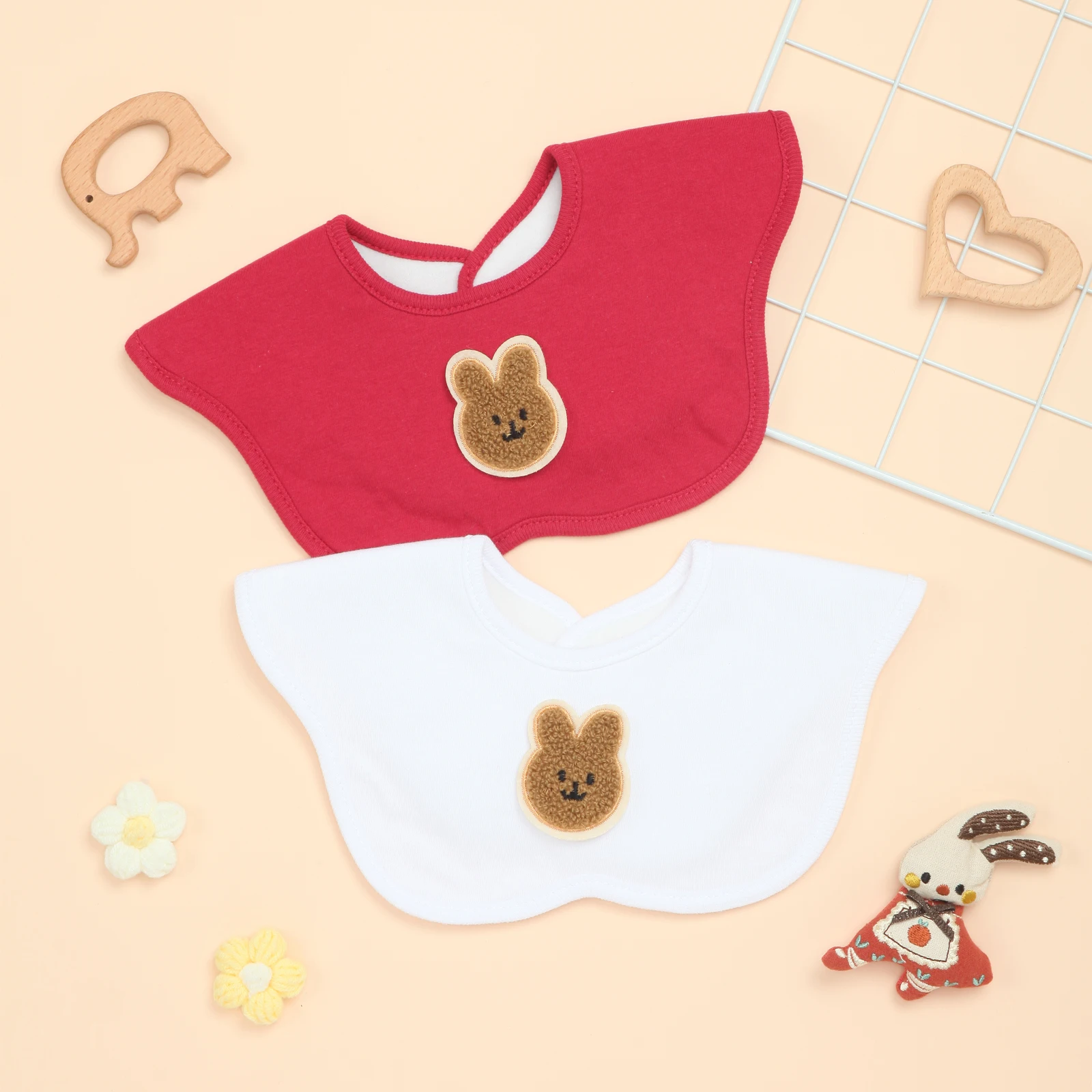 

Thick Soft Baby Bibs Unisex, Adjustable Snap Newborns Bib for Drooling, Feeding, Teething(2 Pack)