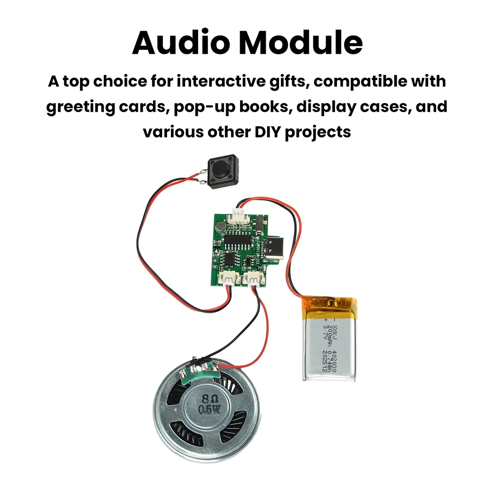 DIY Recordable Sound Module Magnetic Light Button Control Type-C Interface 8M Storage For Birthday Cards Pop-Up Books